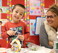 students and family members at pre-K family day