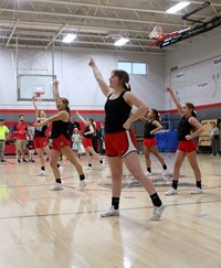 cheerleaders performing at community night