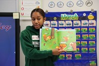 Binghamton University Athletes reading to Port Dickinson Elementary students