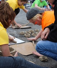 students working on feats of clay activity