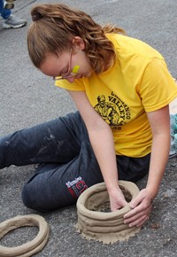 students working on feats of clay activity