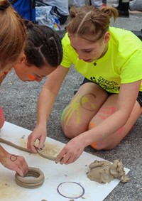 students working on feats of clay activity