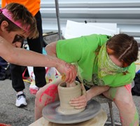 students working on feats of clay activity