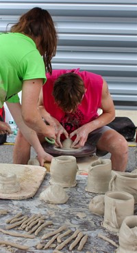 students working on feats of clay activity