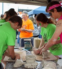 students working on feats of clay activity