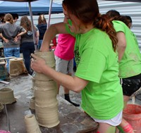 students working on feats of clay activity