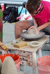 students working on feats of clay activity