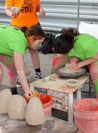 students working on feats of clay activity