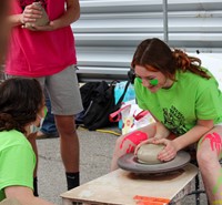 students working on feats of clay activity