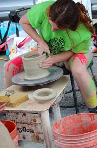 students working on feats of clay activity