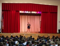 student singing