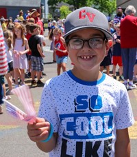 student at flag day celebration