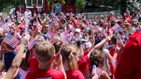 students at flag day celebration