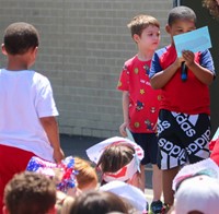 students at flag day celebration