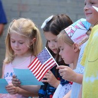 students at flag day celebration