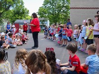 students at flag day celebration