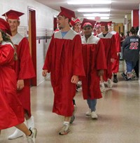 students at Senior Walk Celebration