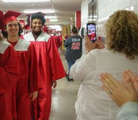 students at Senior Walk Celebration