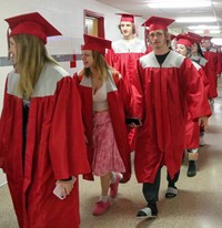 students at Senior Walk Celebration