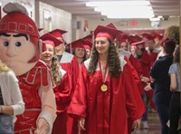 students at Senior Walk Celebration