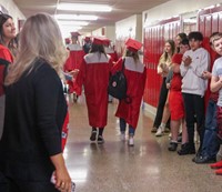 students at Senior Walk Celebration