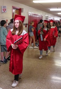 students at Senior Walk Celebration