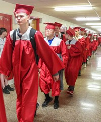 students at Senior Walk Celebration