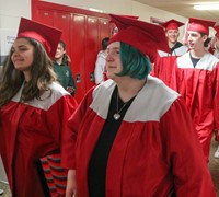 students at Senior Walk Celebration