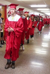 students at Senior Walk Celebration