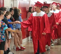 students at Senior Walk Celebration