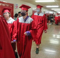 students at Senior Walk Celebration