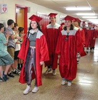 students at Senior Walk Celebration