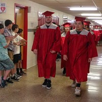 students at Senior Walk Celebration