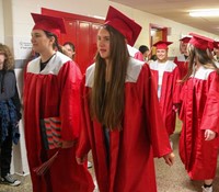 students at Senior Walk Celebration