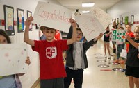 students at Senior Walk Celebration