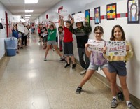 students at Senior Walk Celebration