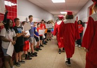 students at Senior Walk Celebration