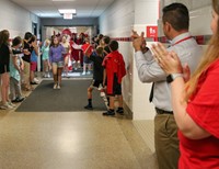 students at Senior Walk Celebration