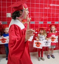 students at Senior Walk Celebration