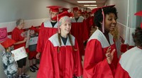 students at Senior Walk Celebration