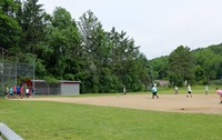 wide shot of kickball game