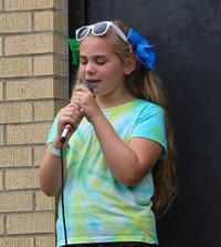 student singing