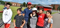 students participating in sixth grade field day event