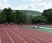 students participating in sixth grade field day event