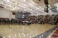 wide shot of band students performing