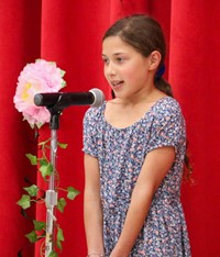 student at poetry recitation