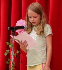 student at poetry recitation