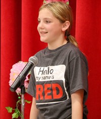 student at poetry recitation