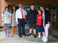 students and staff on first day of school