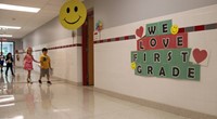 students entering classroom on first day of school